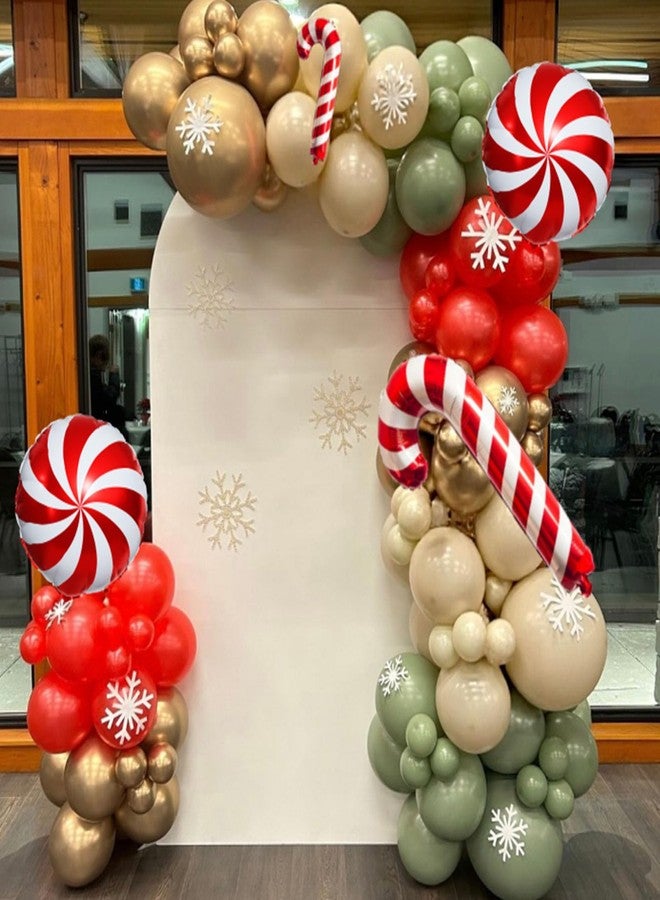 Froova Christmas Balloon Garland Arch Kit, 133PCS Retro Red Sage Green Gold and White Sand Xmas Balloons Candy Cane Balloon for Christmas Holiday Baby Shower Birthday Party Decorations - Image 4